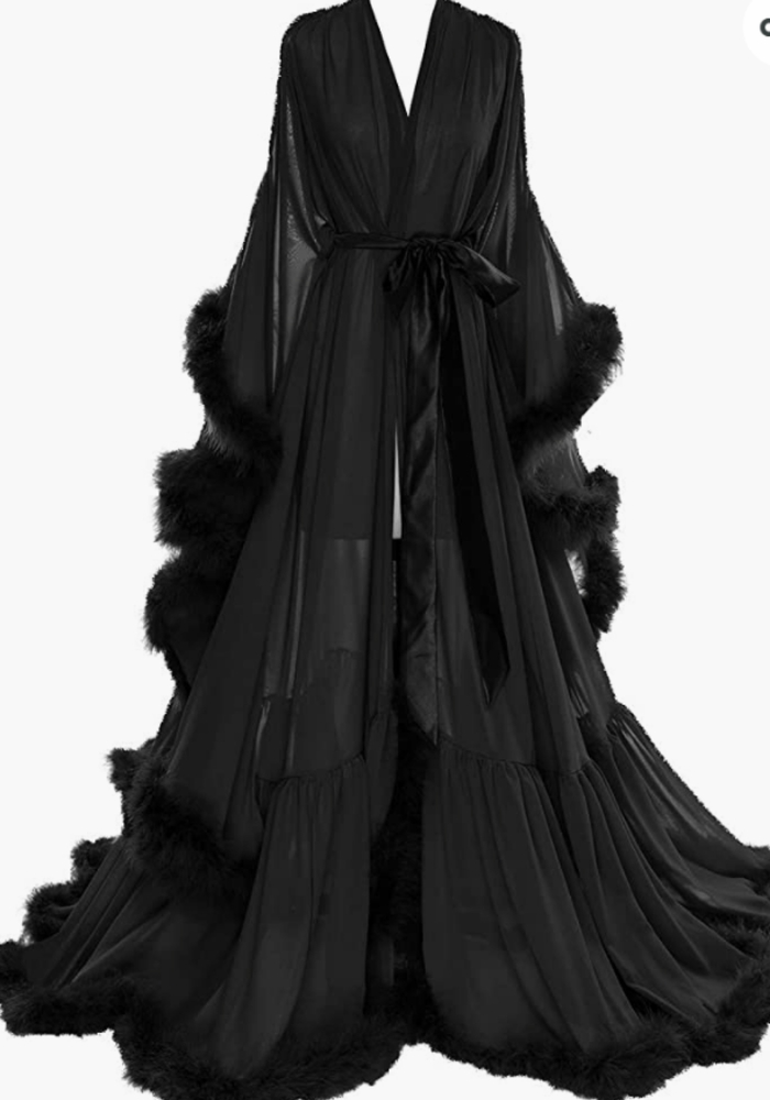 Black Gothic Retro Feather Robe